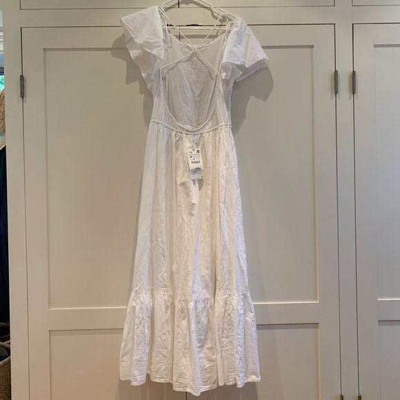 NWT Zara Crocheted Linen-Cotton Blend Dress - Picture 2 of 3